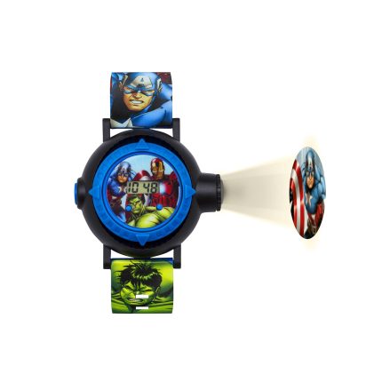 Disney Marvel Avengers Boys Digital Projection Watch with Printed Character Blue Slicone Strap,AVG3536ARG