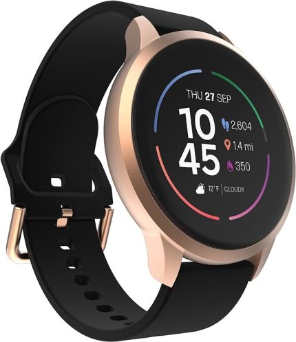 iTouch Sports 4 Unisex  Smartwatch Rosegold/Black Silicone Strap,TP4R01-C02,45mm