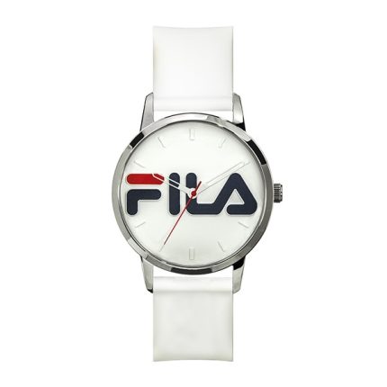 Fila Style Unisex Analog Stainless Steel Case Watch, White Silicone Strap, 38-316-001, size 41mm