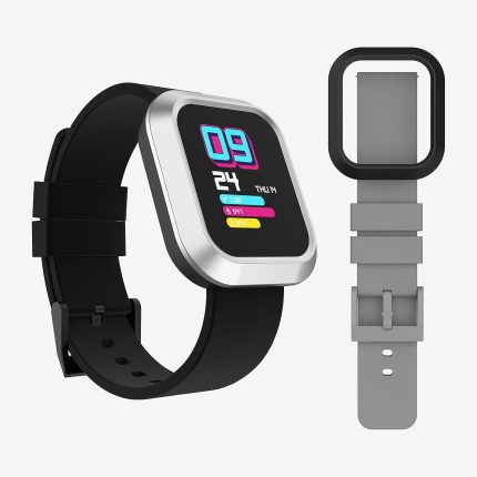 iTouch Flex Unisex  Smartwatch Silver/Black & Grey Silicone Strap,TF413A-B02,45mm