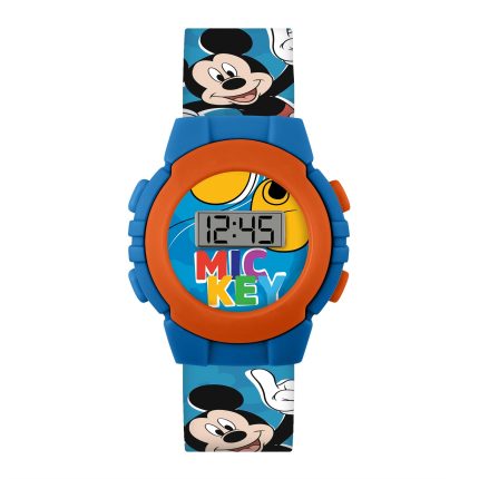 Disney Mickey Mouse Kids Digital Watch with Printed Blue Silicone Strap,MK4164