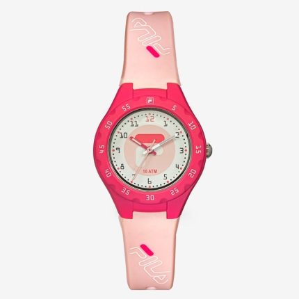 Fila Kids Girls Analog Watch Pink Silicone Strap, 38-204-106, size 30mm
