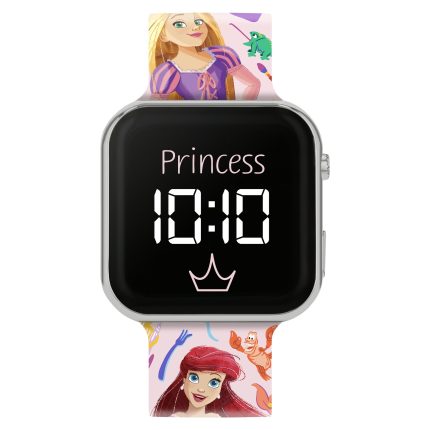 Disney Princess Girls LED Digital Watch with Printed Character Pink Silicone Strap,PN4598
